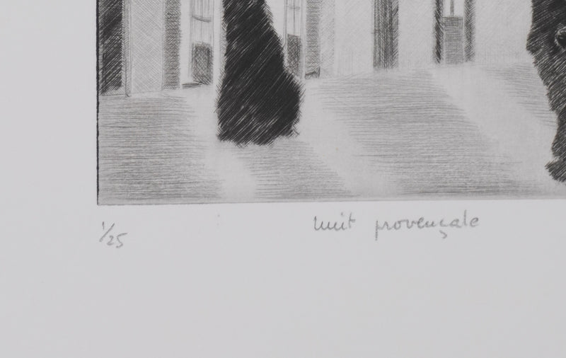 Camille COMBE : Nuit provençale, Gravure originale signée