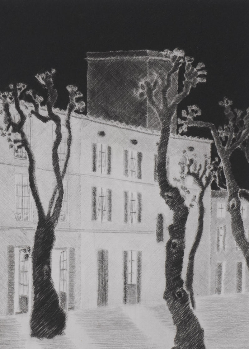 Camille COMBE : Nuit provençale, Gravure originale signée