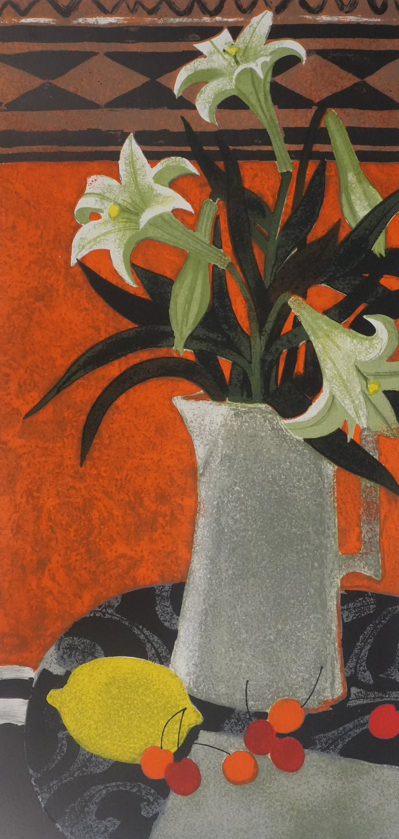 Yves GANNE : Le bouquet de lys, Lithographie originale signée