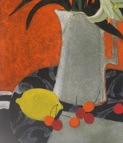 Yves GANNE : Le bouquet de lys, Lithographie originale signée