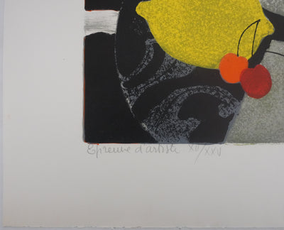 Yves GANNE : Le bouquet de lys, Lithographie originale signée