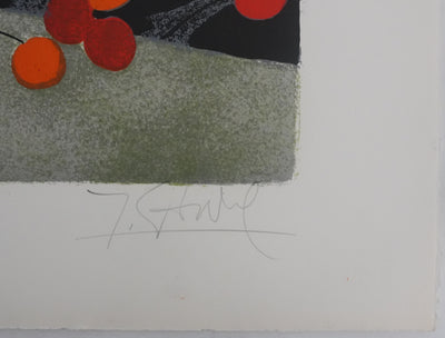 Yves GANNE : Le bouquet de lys, Lithographie originale signée