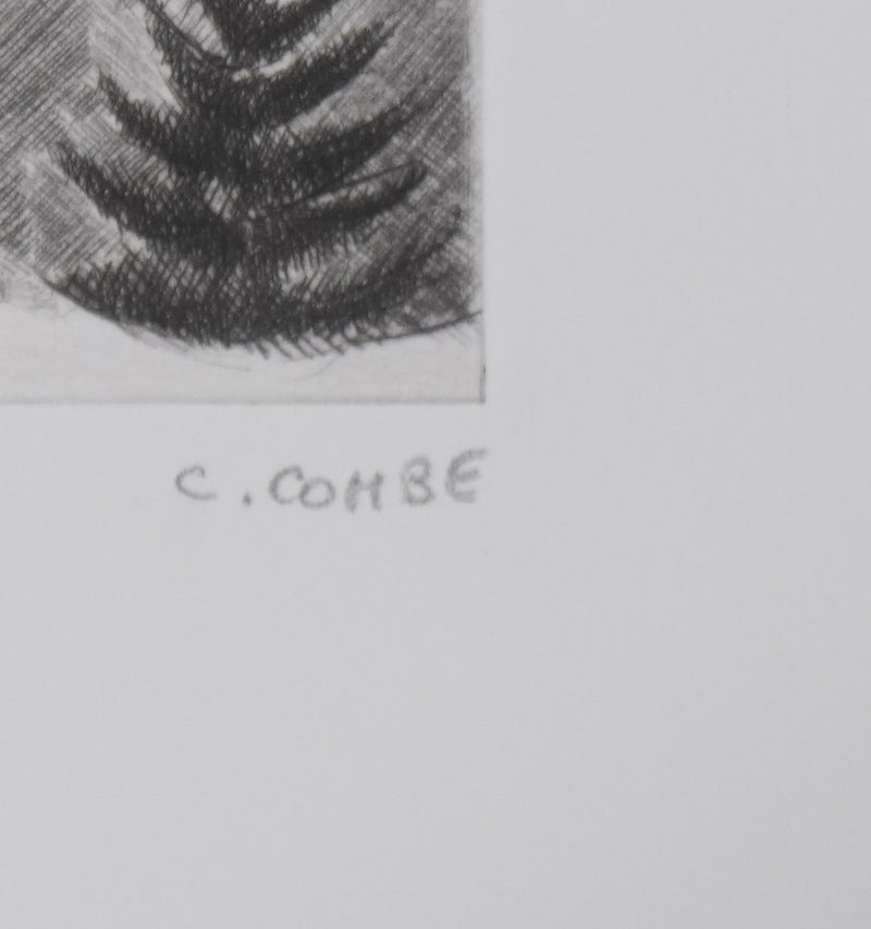 Camille COMBE : Soir à Rochemaure, Gravure originale signée