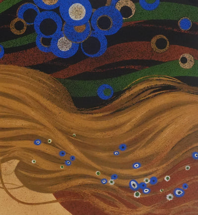 Yves GANNE : La femme au papillon, Lithographie originale signée