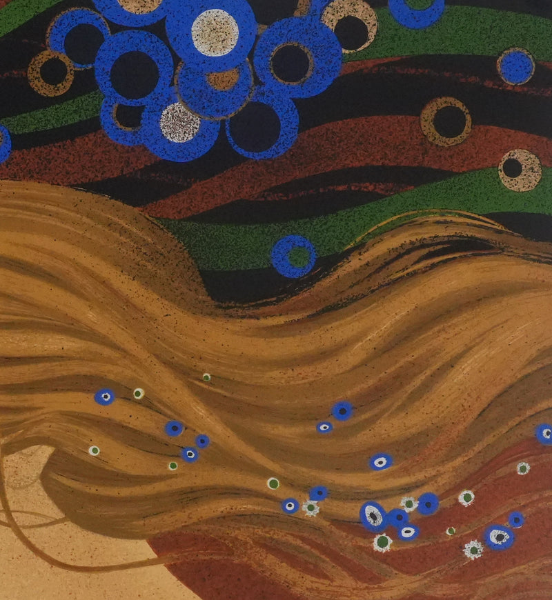 Yves GANNE : La femme au papillon, Lithographie originale signée