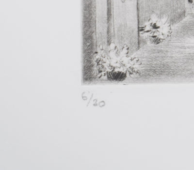 Camille COMBE : Clair de lune à Eguisheim, Gravure originale signée