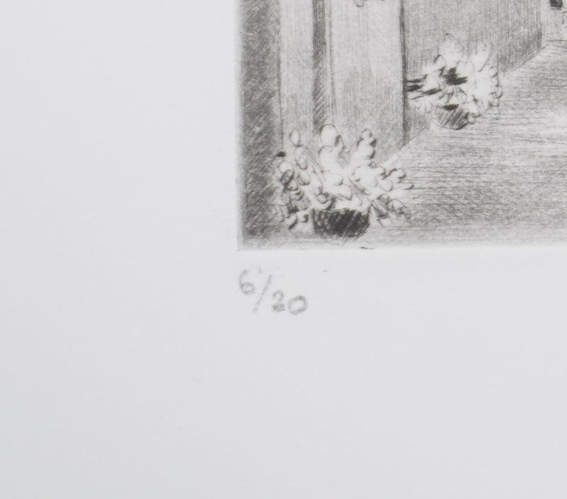 Camille COMBE : Clair de lune à Eguisheim, Gravure originale signée