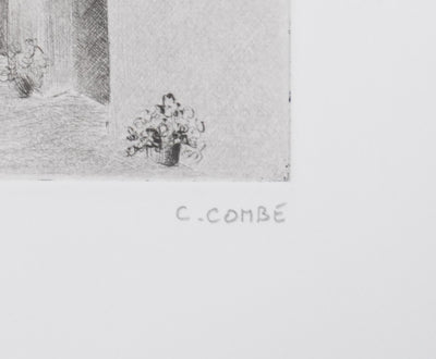 Camille COMBE : Clair de lune à Eguisheim, Gravure originale signée