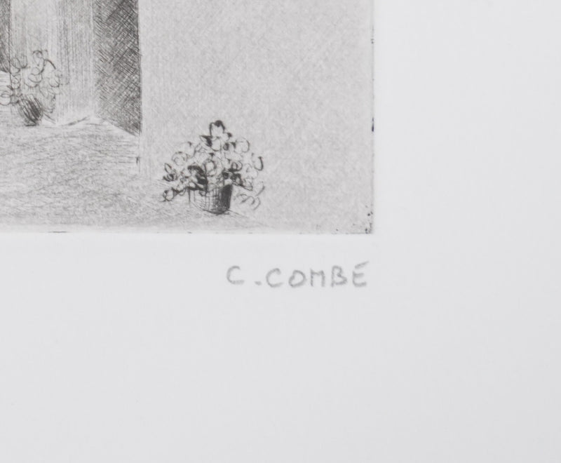 Camille COMBE : Clair de lune à Eguisheim, Gravure originale signée