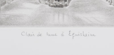 Camille COMBE : Clair de lune à Eguisheim, Gravure originale signée