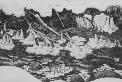 Camille COMBE : Les fleurs de glace du torrent, Gravure originale signée