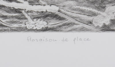 Camille COMBE : Floraison de glace, Gravure originale signée