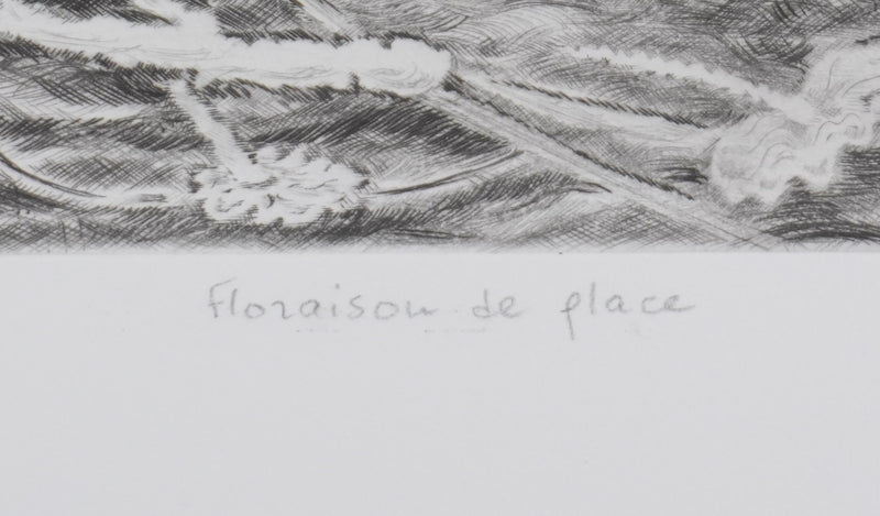 Camille COMBE : Floraison de glace, Gravure originale signée