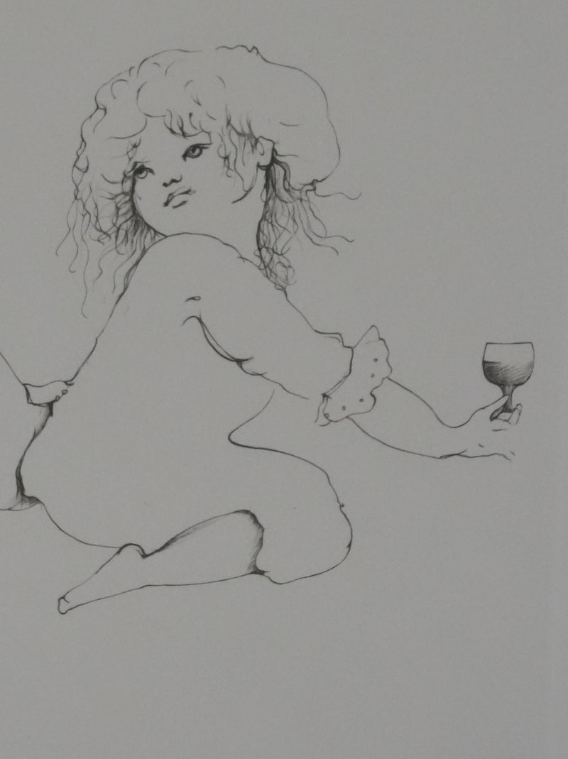 Afbr Léonor FINI, "A small glass", Signed engraving
