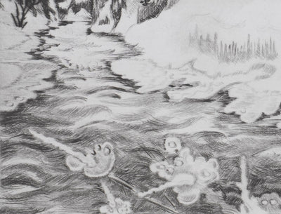Camille COMBE : Floraison de glace, Gravure originale signée