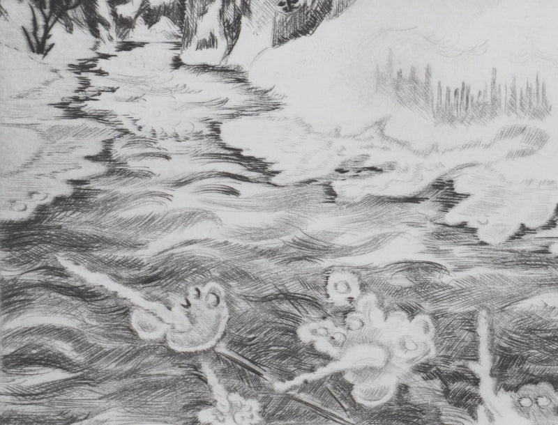 Camille COMBE : Floraison de glace, Gravure originale signée