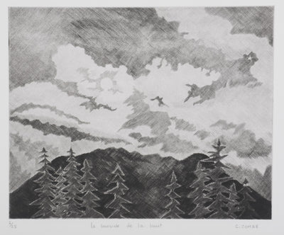 Camille COMBE : Le monde de la nuit, Gravure originale signée
