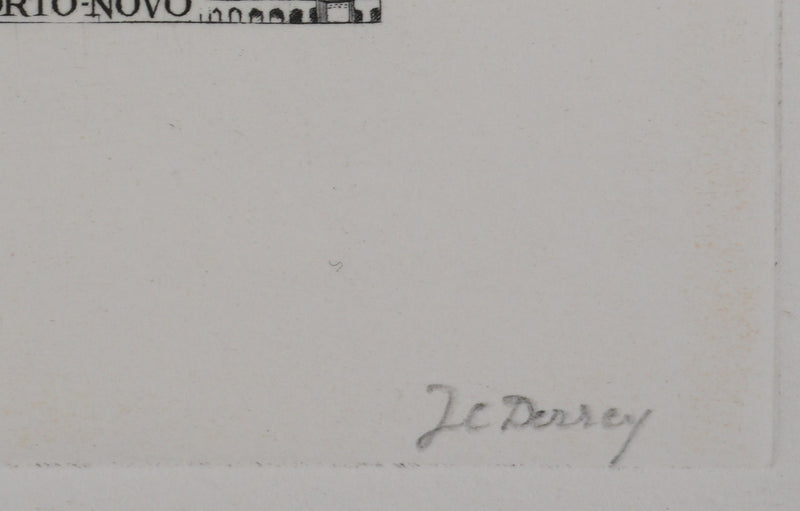 Jacques Charles DERREY : Timbre, Cathédrale de Porto Novo, Gravure originale signée