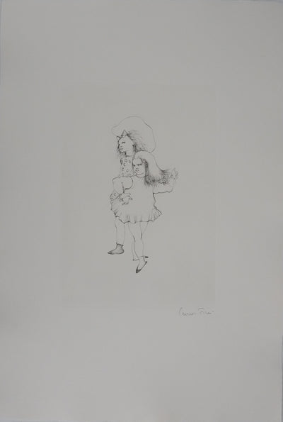 Léonor FINI : Fillettes contrariées (Noir), Gravure originale signée