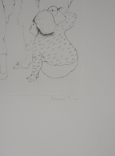 Léonor FINI : Sous la robe (Noir), Gravure originale signée