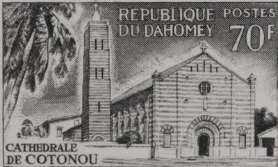 Jacques Charles DERREY : Timbre, Cathédrale de Cotonou, Gravure originale signée