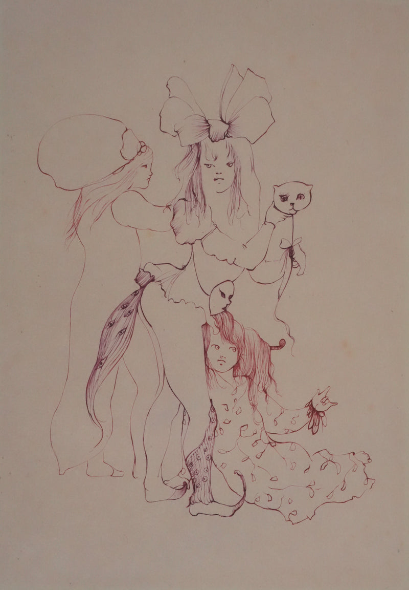 Léonor FINI : Notre petit chat (japon), Gravure originale signée