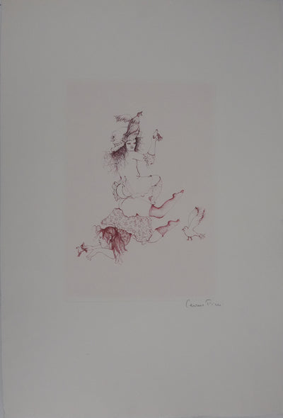 Léonor FINI : Les dresseuses d'oiseaux, Gravure originale signée
