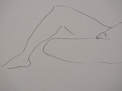 André VAHL : Nu détendu, Dessin original signé