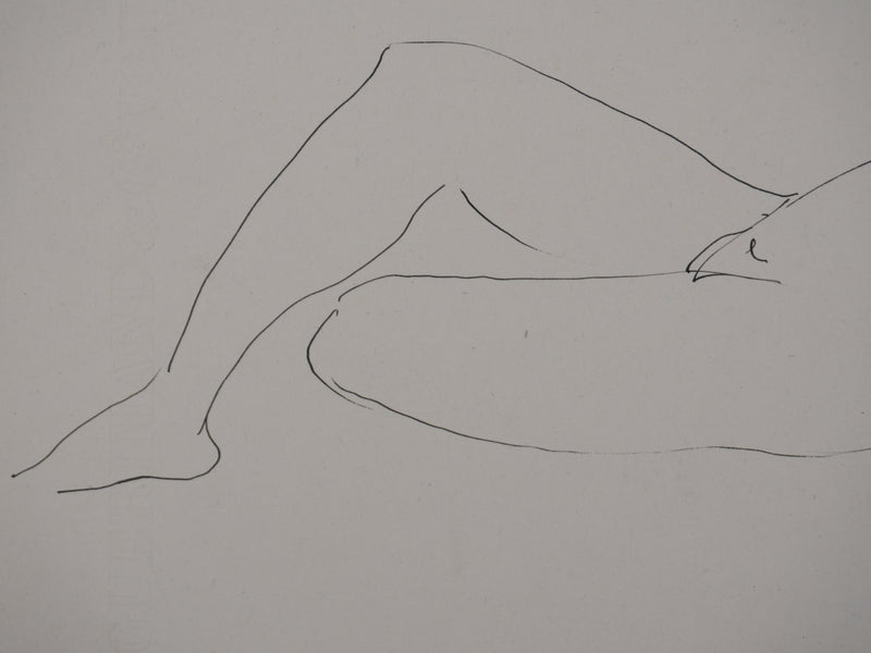 André VAHL : Nu détendu, Dessin original signé