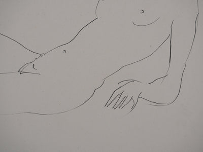 André VAHL : Nu détendu, Dessin original signé