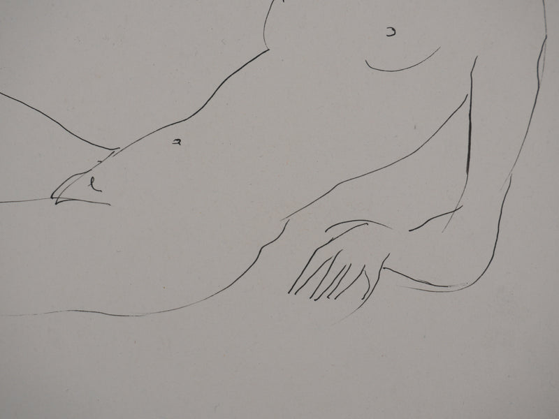 André VAHL : Nu détendu, Dessin original signé