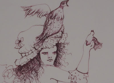 Léonor FINI : Les dresseuses d'oiseaux, Gravure originale signée