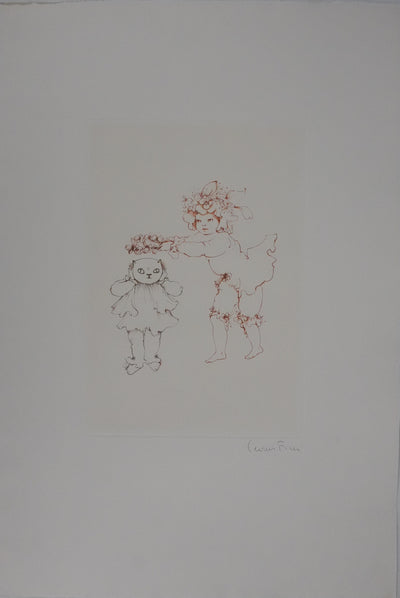 Léonor FINI : Le déguisement de chat, Gravure originale signée
