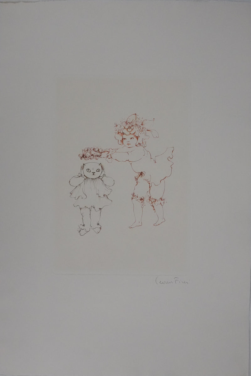 Léonor FINI : Le déguisement de chat, Gravure originale signée