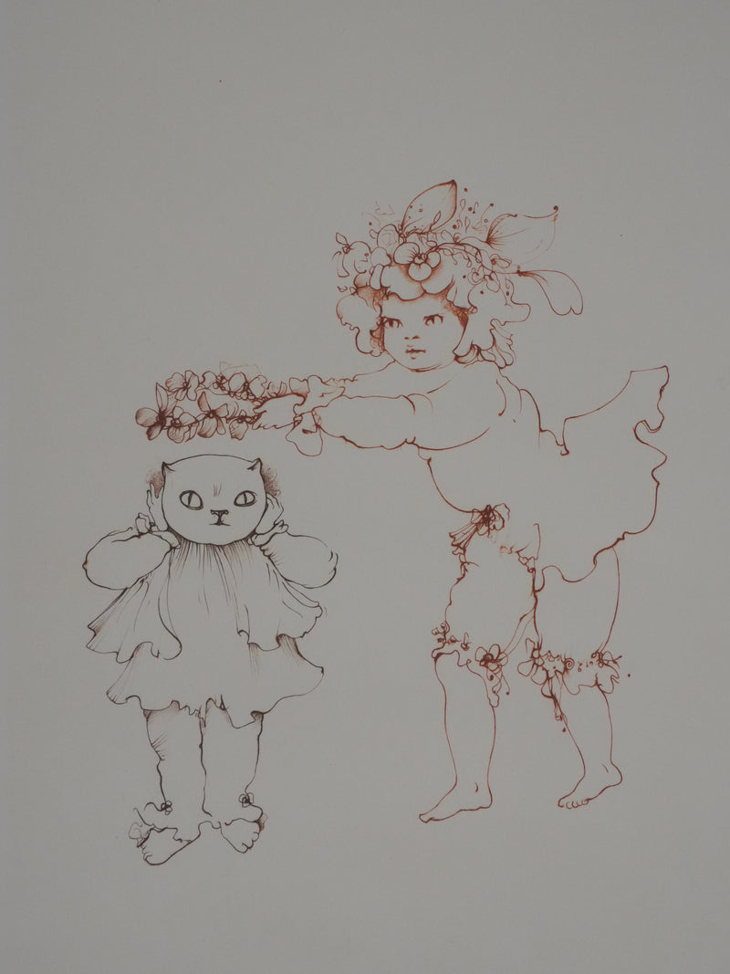 Léonor FINI : Le déguisement de chat, Gravure originale signée