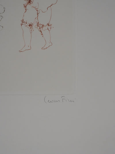 Léonor FINI : Le déguisement de chat, Gravure originale signée