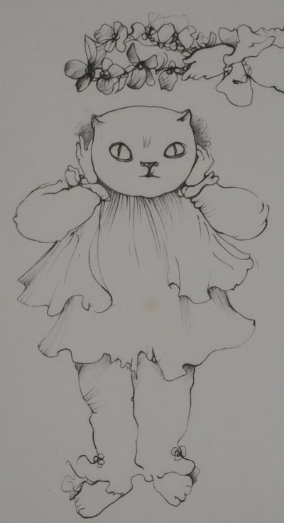 Léonor FINI : Le déguisement de chat (Noir), Gravure originale signée