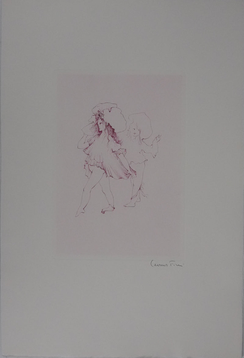 Léonor FINI : Le chapeau en fleur, Gravure originale signée
