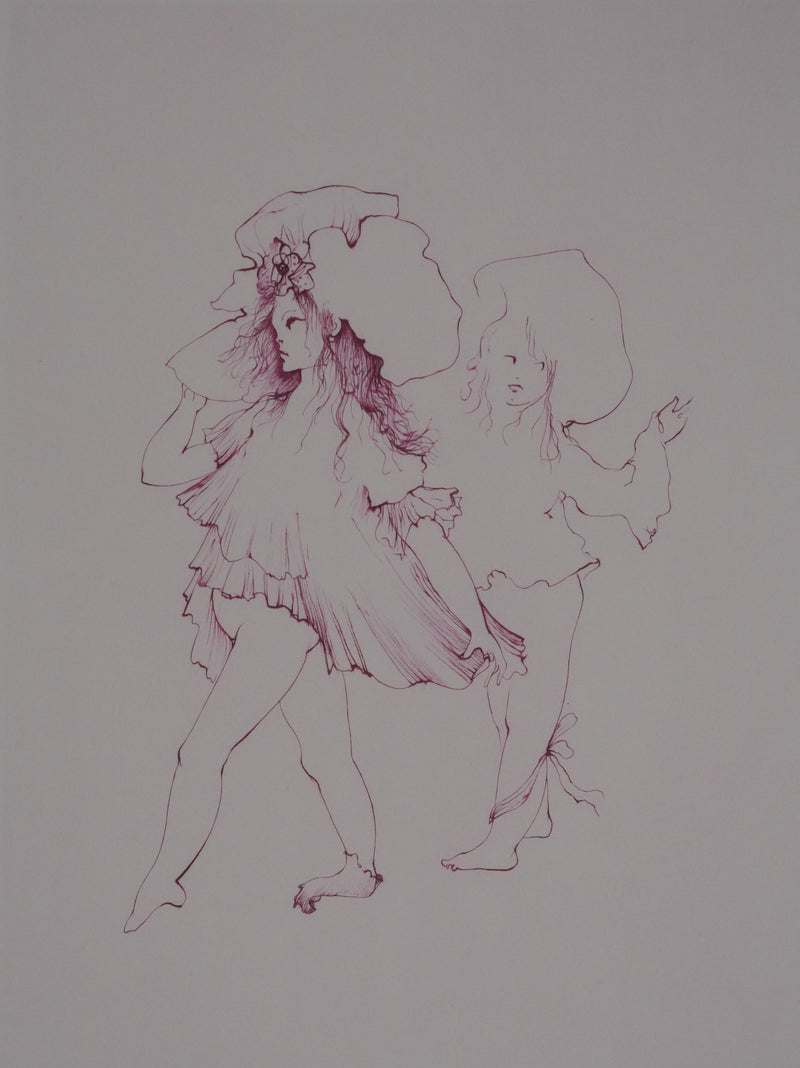 Léonor FINI : Le chapeau en fleur, Gravure originale signée