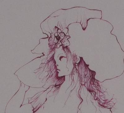 Léonor FINI : Le chapeau en fleur, Gravure originale signée