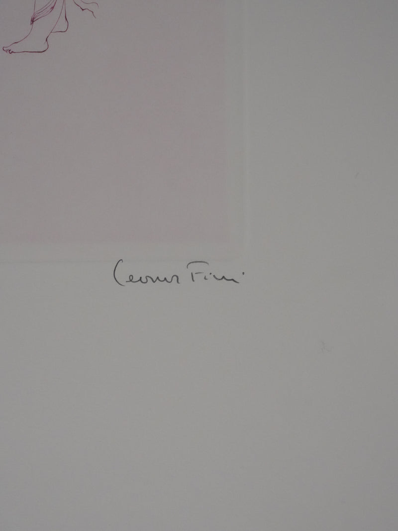 Léonor FINI : Le chapeau en fleur, Gravure originale signée