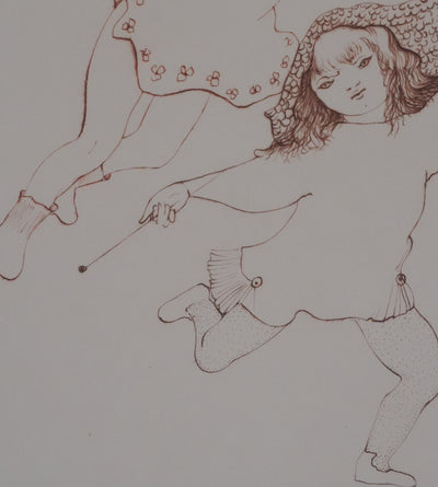 Léonor FINI : Les petites musiciennes, Gravure originale signée