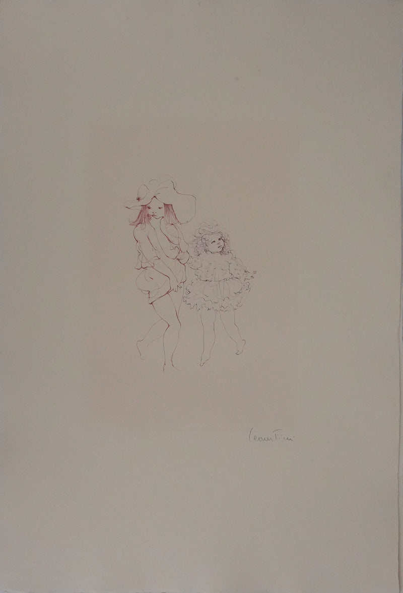 Léonor FINI : Les deux sœurs (Auvergne), Gravure originale signée