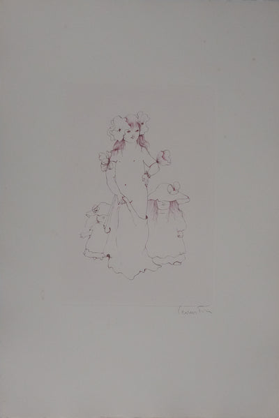 Léonor FINI : Les petites filles aux fleurs, Gravure originale signée