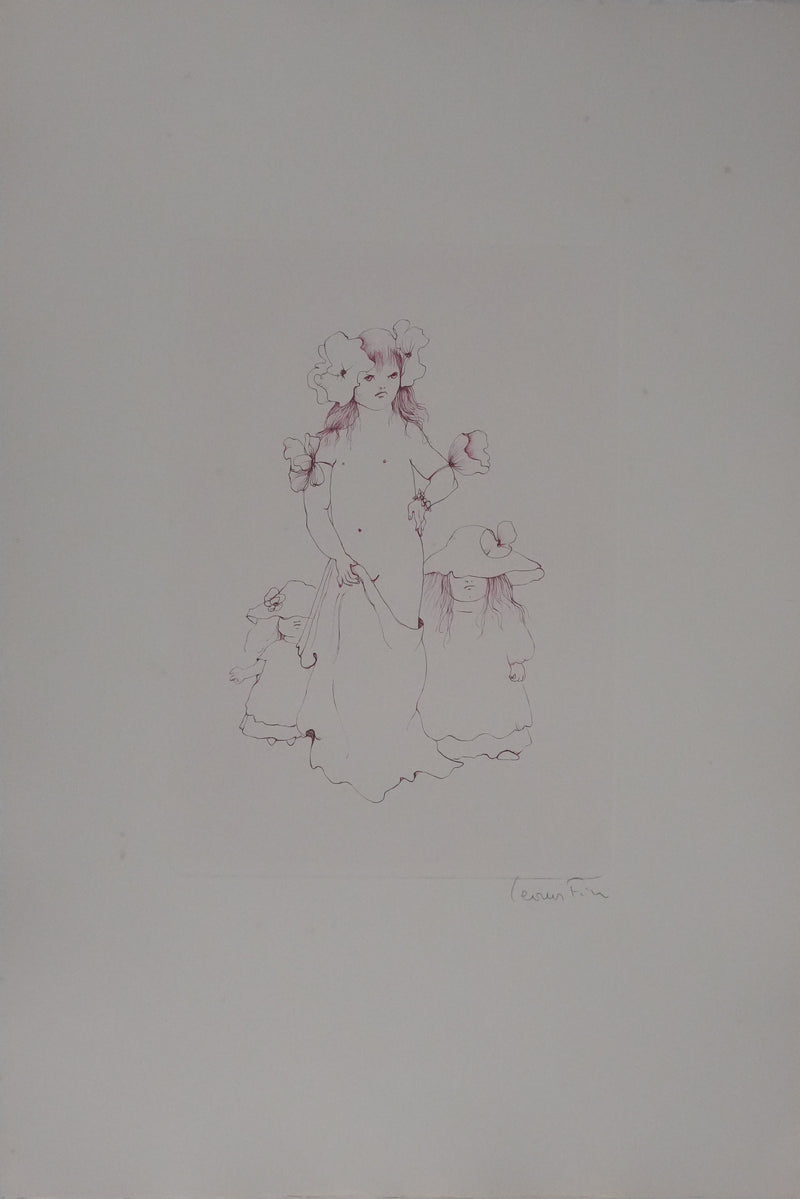 Léonor FINI : Les petites filles aux fleurs, Gravure originale signée