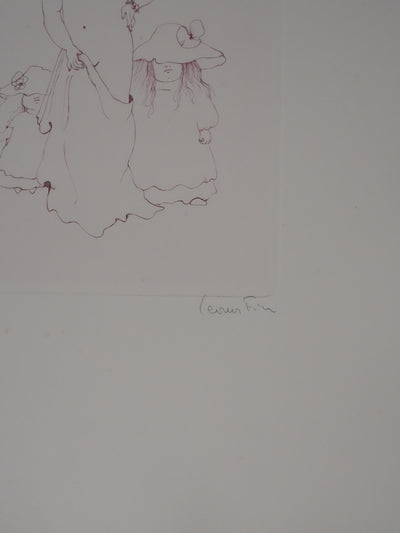 Léonor FINI : Les petites filles aux fleurs, Gravure originale signée