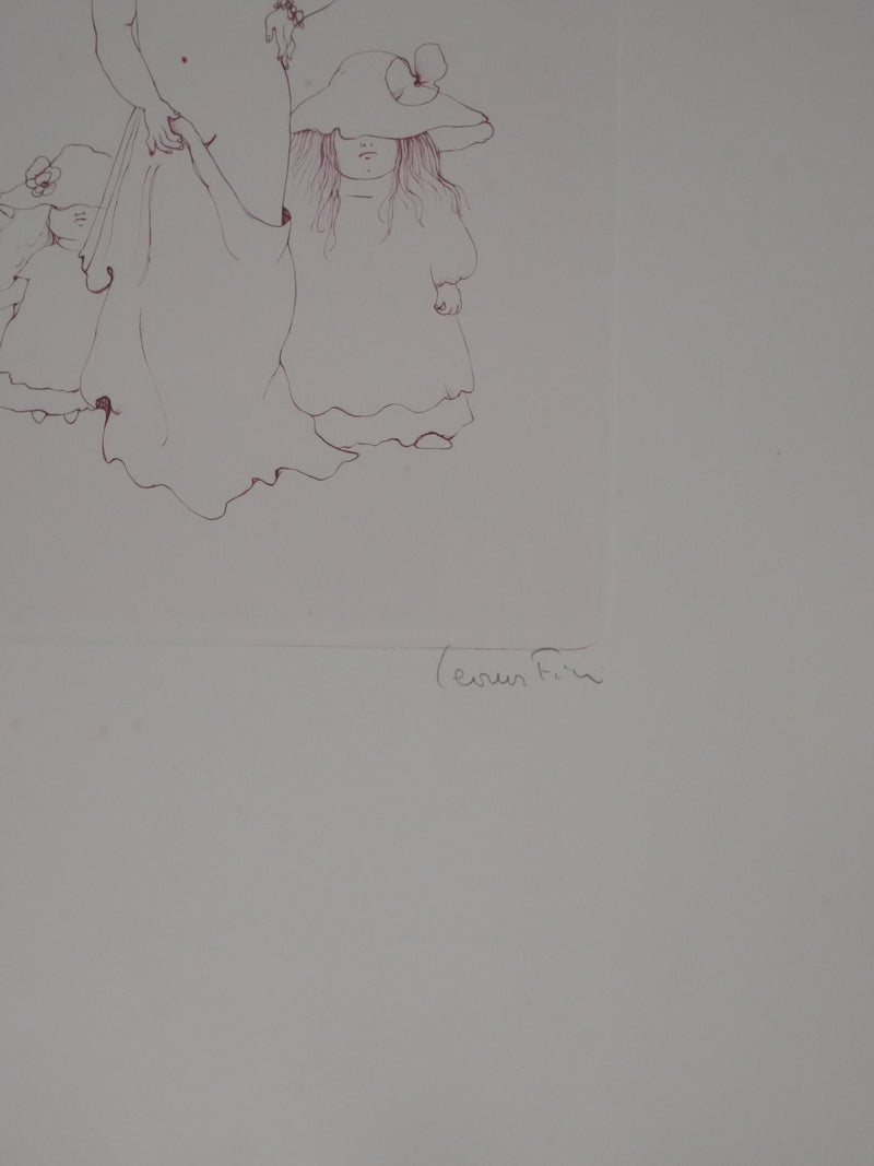 Léonor FINI : Les petites filles aux fleurs, Gravure originale signée