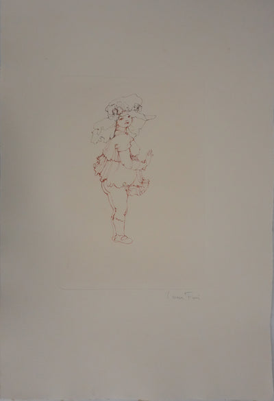 Léonor FINI : La jeune fille au gros chapeau, Gravure originale signée