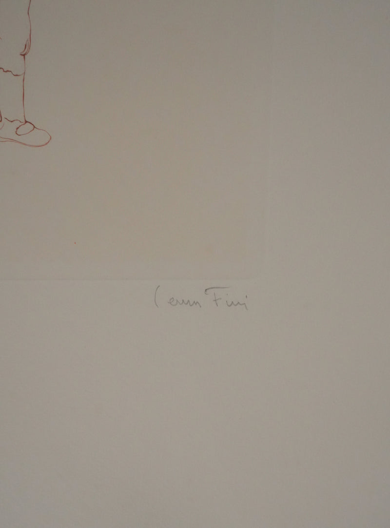 Léonor FINI : La jeune fille au gros chapeau, Gravure originale signée