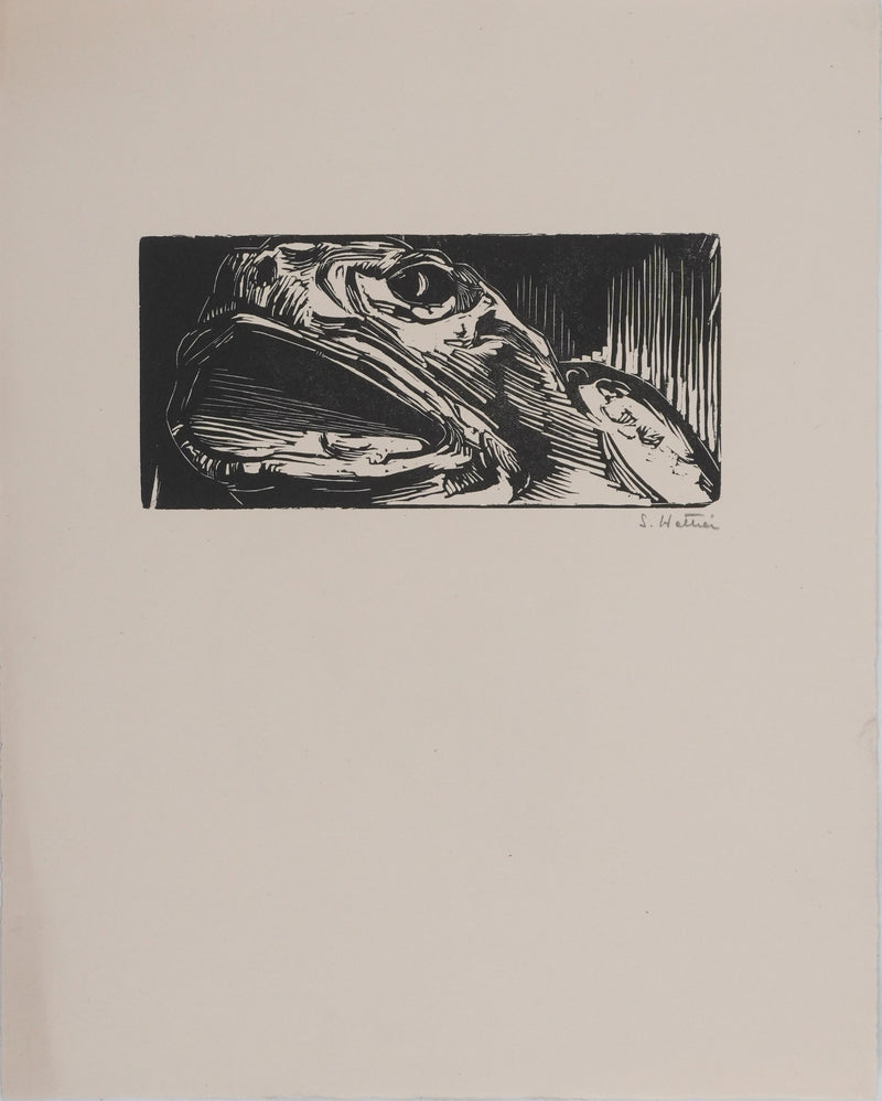 Suzanne von HOTTIER-VAHL : La grenouille, Gravure originale signée